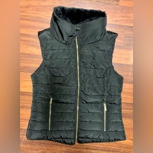 Guess Women’s Vest Dark Brown Sz M Faux Fur EUC